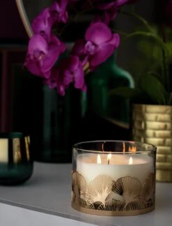 Habitat Metal Cut Large Candle - Rose Saffron & Amber -Habitat 4337384 R Z001C