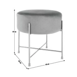 Habitat Jax Velvet Footstool - Navy 8 Habitat Jax Velvet Footstool - Navy -Habitat 4350983 R E001