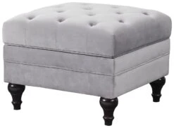 Habitat Chesterfield Velvet Storage Footstool - Light Grey -Habitat 4654287 R Z002A