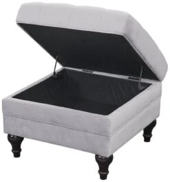 Habitat Chesterfield Velvet Storage Footstool - Light Grey -Habitat 4654287 R Z003A
