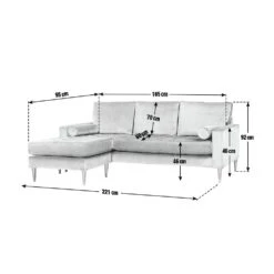 Habitat Hudson Fabric Corner Chaise Sofa - Linnet -Habitat 4847575 R E001