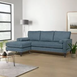 Habitat Hudson Fabric Corner Chaise Sofa - Linnet -Habitat 4847575 R Z001C