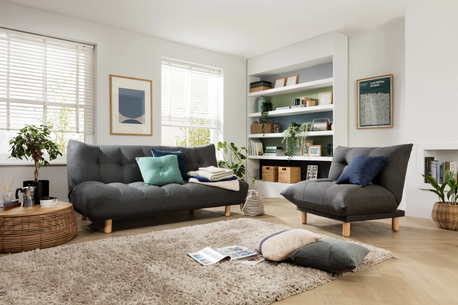 Habitat Kota 3 Seater Fabric Clic Clac Sofa Bed - Charcoal 10 Habitat Kota 3 Seater Fabric Clic Clac Sofa Bed - Charcoal - Image 9