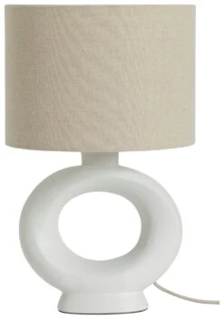 Habitat Nels Large Circle Ceramic Table Lamp - White & Beige -Habitat 5022887 R Z001C