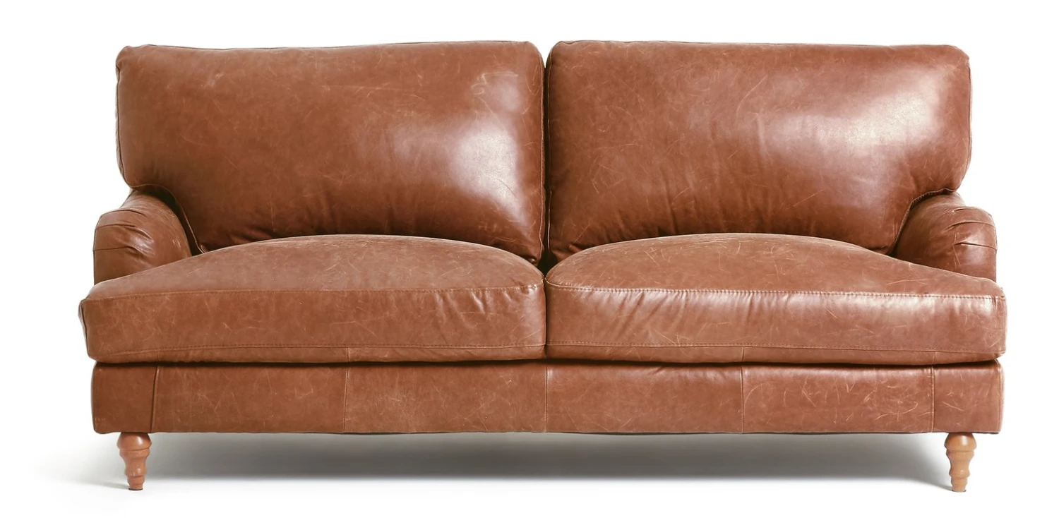 Habitat Livingston Leather 3 Seater Sofa - Tan 3 Habitat Livingston Leather 3 Seater Sofa - Tan