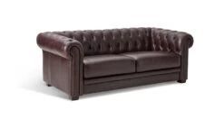 Habitat Chesterfield Leather 3 Seater Sofa - Chocolate -Habitat 6257101 R Z002A