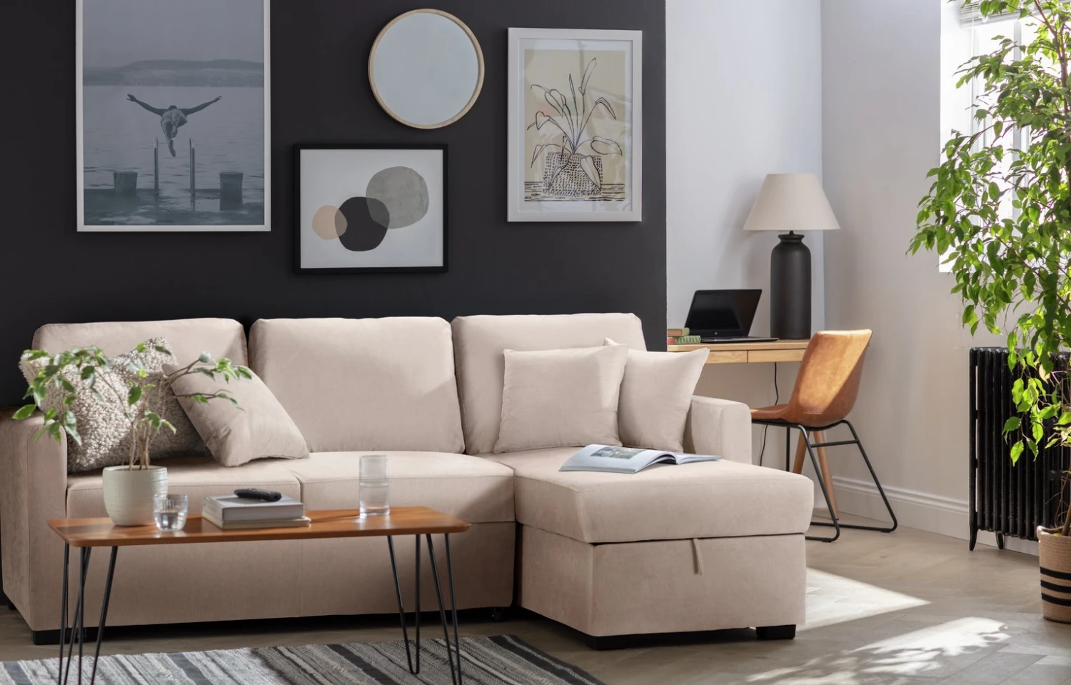 Habitat Reagan Right Corner Chaise Sofa Bed - Natural 4 Habitat Reagan Right Corner Chaise Sofa Bed - Natural - Image 2