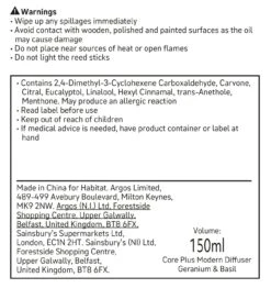 Habitat 150ml Scented Diffuser - Geranium & Basil 11 Habitat 150ml Scented Diffuser - Geranium & Basil -Habitat 7160149 R Z011A