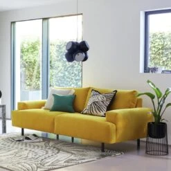 Habitat Julien Fabric 2 Seater Sofa - Yellow -Habitat 7946875 R Z001C