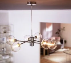 Habitat Glam 6 Light Glass Ceiling Light – Chrome