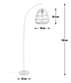 Habitat Rattan Arc Floor Lamp - Cream And Black -Habitat 8024789 R E001
