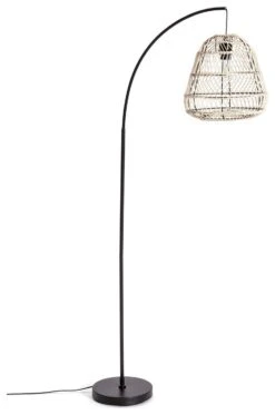 Habitat Rattan Arc Floor Lamp - Cream And Black -Habitat 8024789 R Z001C