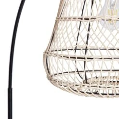Habitat Rattan Arc Floor Lamp - Cream And Black -Habitat 8024789 R Z002A