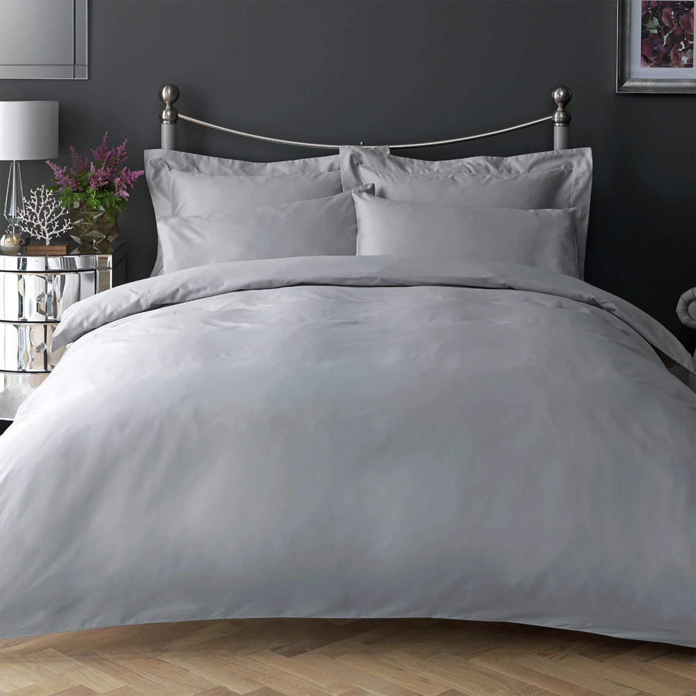 Habitat Egyptian Cotton 400TC Grey Bedding Set - Single