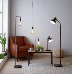 Habitat Rayner Industrial Floor Lamp - Black -Habitat 8438399 R Z013C