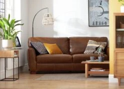 Habitat Milford Leather 4 Seater Sofa - Tan 11 Habitat Milford Leather 4 Seater Sofa - Tan -Habitat 8591250 R Z001C