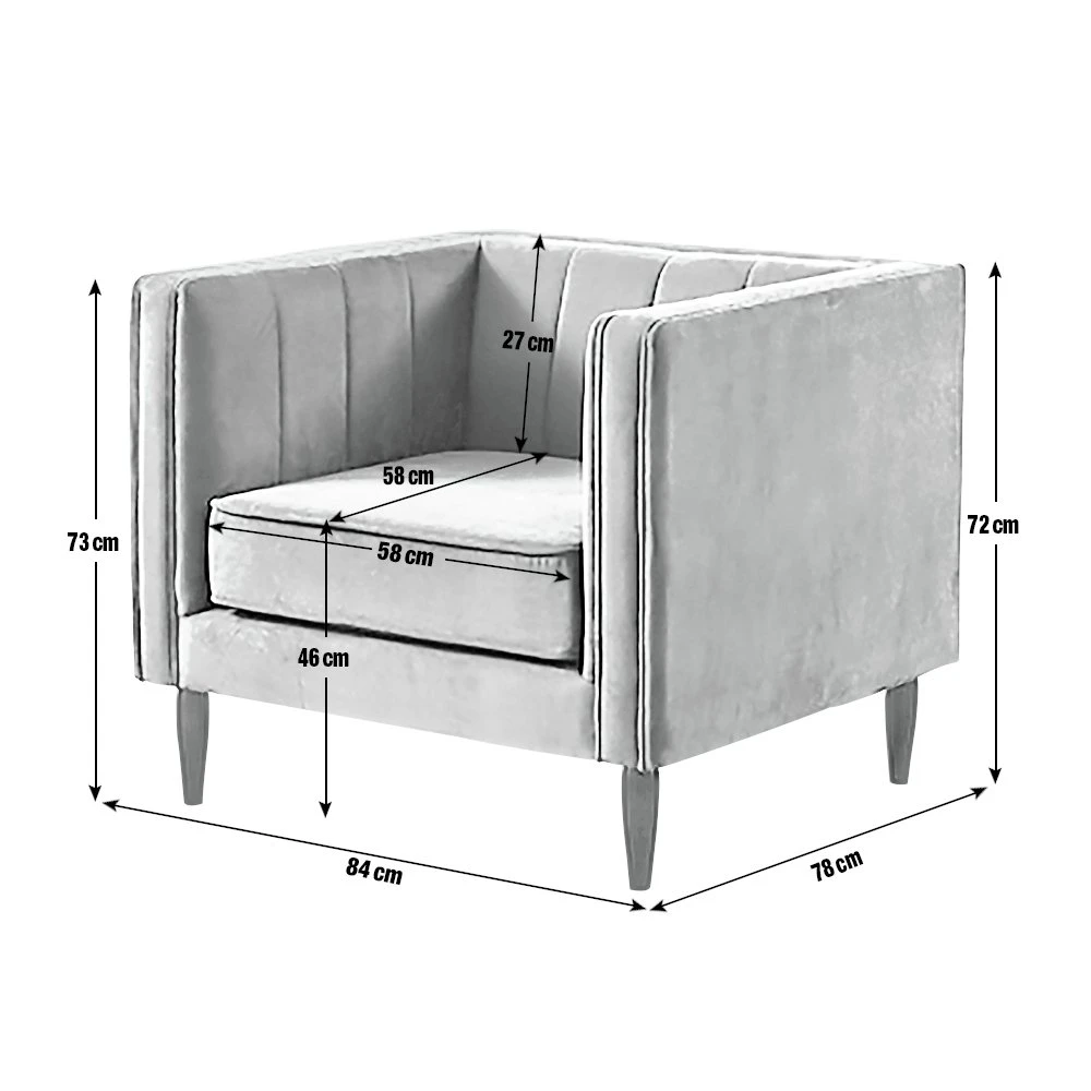 Habitat Vanessa Velvet Armchair - Grey 9 Habitat Vanessa Velvet Armchair - Grey - Image 7