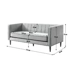 Habitat Vanessa Velvet 3 Seater Sofa - Grey -Habitat 8771018 R E020