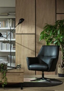 Habitat Rhett Faux Leather Swivel Chair - Black -Habitat 8774651 R Z001C