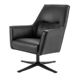 Habitat Rhett Faux Leather Swivel Chair - Black -Habitat 8774651 R Z002A