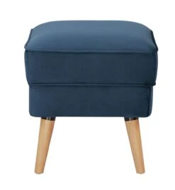 Habitat Callie Velvet Footstool - Petrol Blue