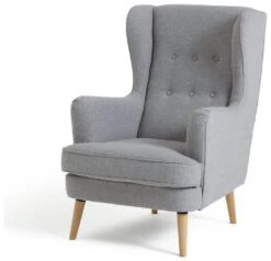 Habitat Callie Fabric Wingback Chair- Light Grey -Habitat 8884950 R Z002A