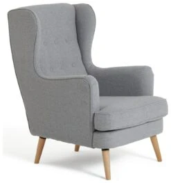 Habitat Callie Fabric Wingback Chair- Light Grey -Habitat 8884950 R Z004A