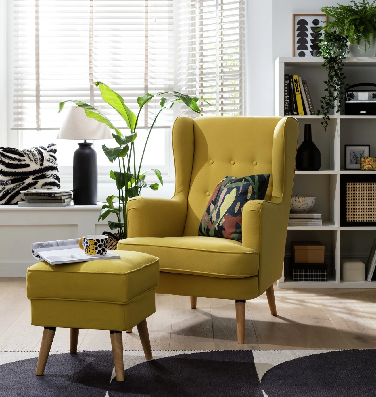 Habitat Callie Fabric Wingback Chair - Mustard 13 Habitat Callie Fabric Wingback Chair - Mustard - Image 11