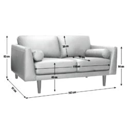 Habitat Jackson Leather 2 Seater Sofa - Grey -Habitat 8893336 R E001