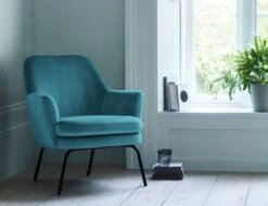 Habitat Celine Velvet Accent Chair - Teal -Habitat 8954732 R Z001C