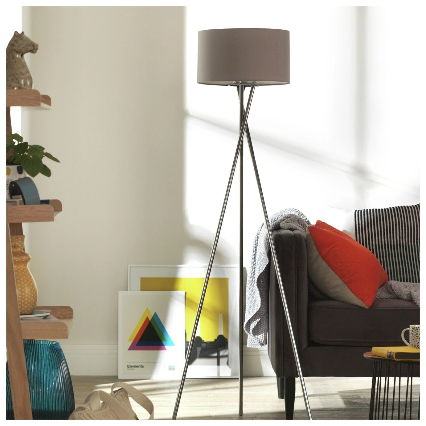Habitat Tripod Floor Lamp - Grey And Chrome 3 Habitat Tripod Floor Lamp - Grey And Chrome