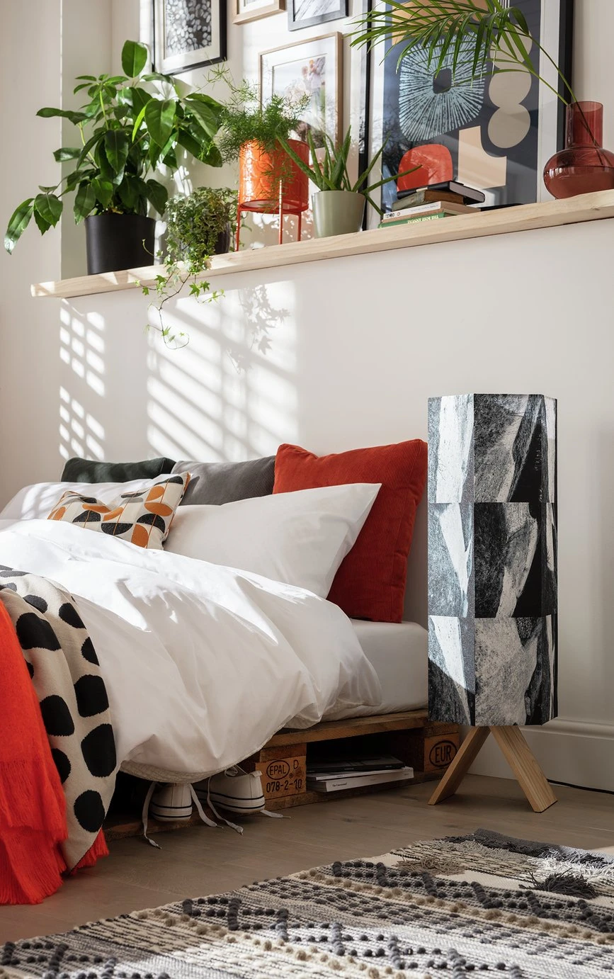 Habitat Whiteleaf Printed Column Floor Lamp - Black & White 3 Habitat Whiteleaf Printed Column Floor Lamp - Black & White