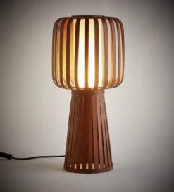 Habitat Achille Bamboo Table Lamp - Walnut & White -Habitat 9202414 R Z002C