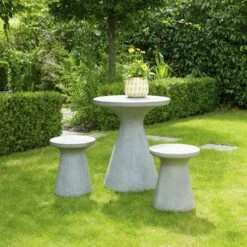 Habitat Milton 2 Seater Fibrestone Garden Bistro Set - Grey -Habitat 9208030 R Z001C