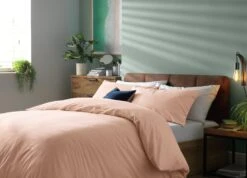 Habitat Stonewashed Cotton Plain Blush Bedding Set - Double -Habitat 9209101 R Z001C