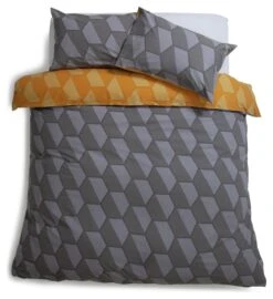 Habitat Industrial Geo Grey Reversible Bedding Set - Single -Habitat 9281318 R Z002A
