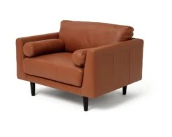 Habitat Jackson Leather Cuddle Chair - Tan 11 Habitat Jackson Leather Cuddle Chair - Tan -Habitat 9309939 R Z002A