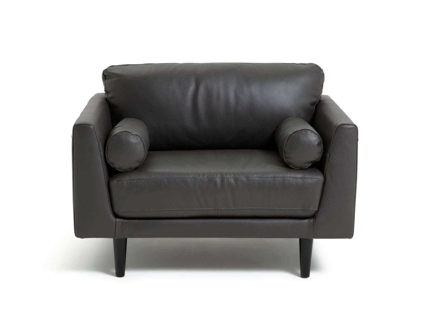 Habitat Jackson Leather Cuddle Chair - Grey 3 Habitat Jackson Leather Cuddle Chair - Grey