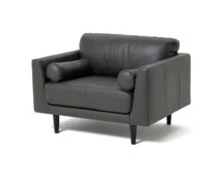 Habitat Jackson Leather Cuddle Chair - Grey 10 Habitat Jackson Leather Cuddle Chair - Grey -Habitat 9338113 R Z002A