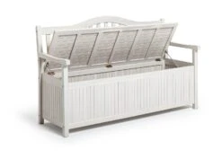 Habitat Henrietta 3 Seater Wooden Bench With Storage - White -Habitat 9344080 R Z002A