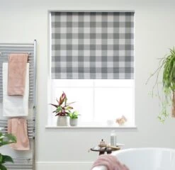 Habitat Block Check Blackout Roller Blind - 3ft - Grey