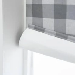 Habitat Block Check Blackout Roller Blind - 3ft - Grey -Habitat 9372746 R Z003C