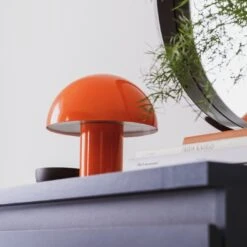 Habitat Ngami Mushroom Aluminium LED Touch Table Lamp-Orange -Habitat 9381672 R Z002C