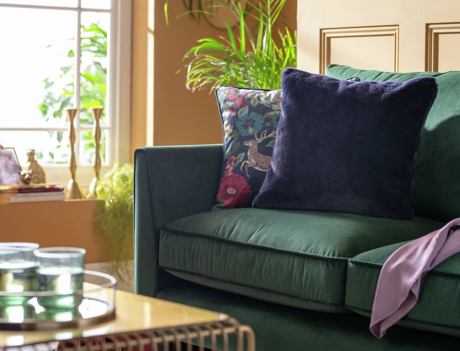 Habitat Plain Faux Fur Cushion - Navy - 43x43cm 4 Habitat Plain Faux Fur Cushion - Navy - 43x43cm - Image 2