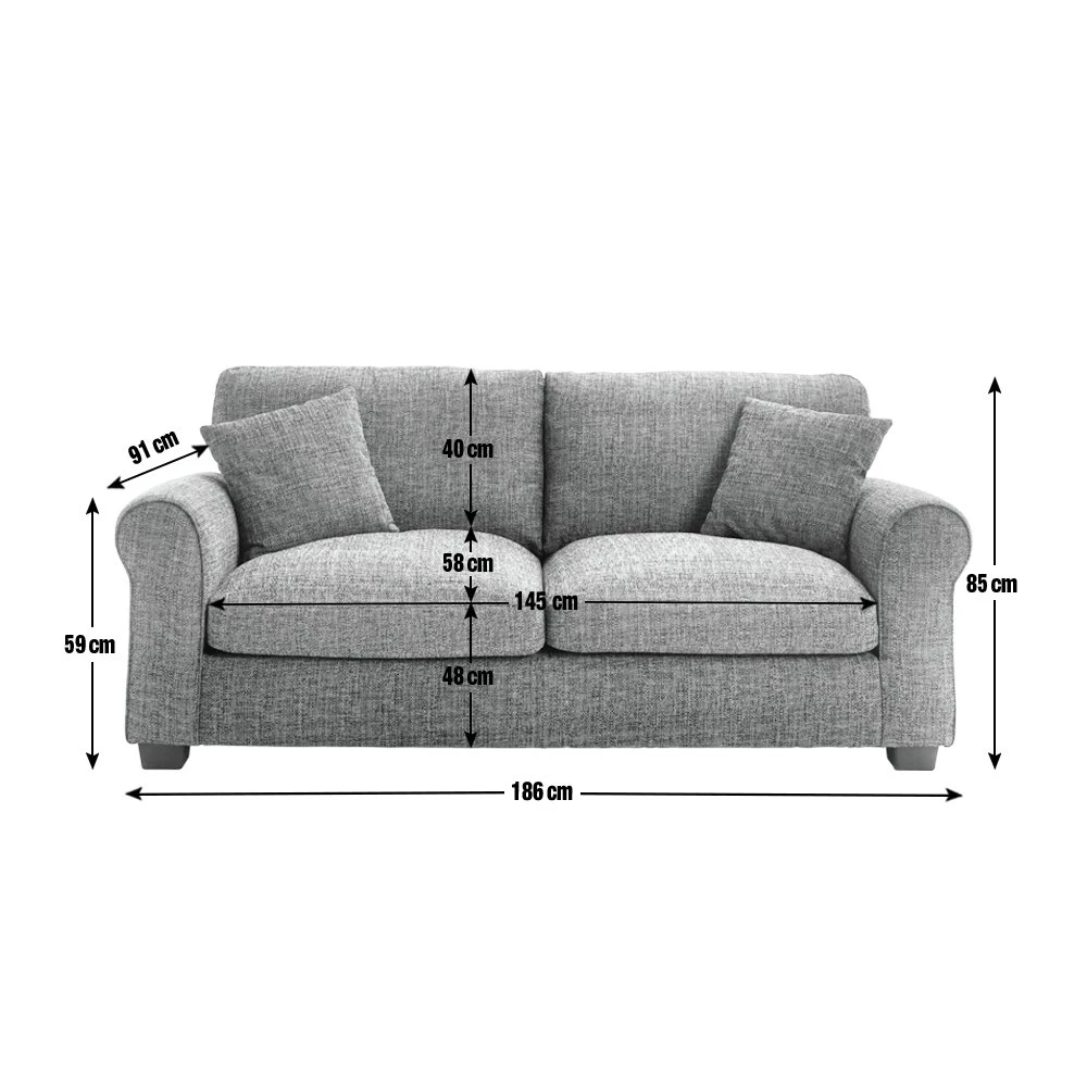 Habitat Lisbon Fabric 3 Seater Sofa - Charcoal 6 Habitat Lisbon Fabric 3 Seater Sofa - Charcoal - Image 4