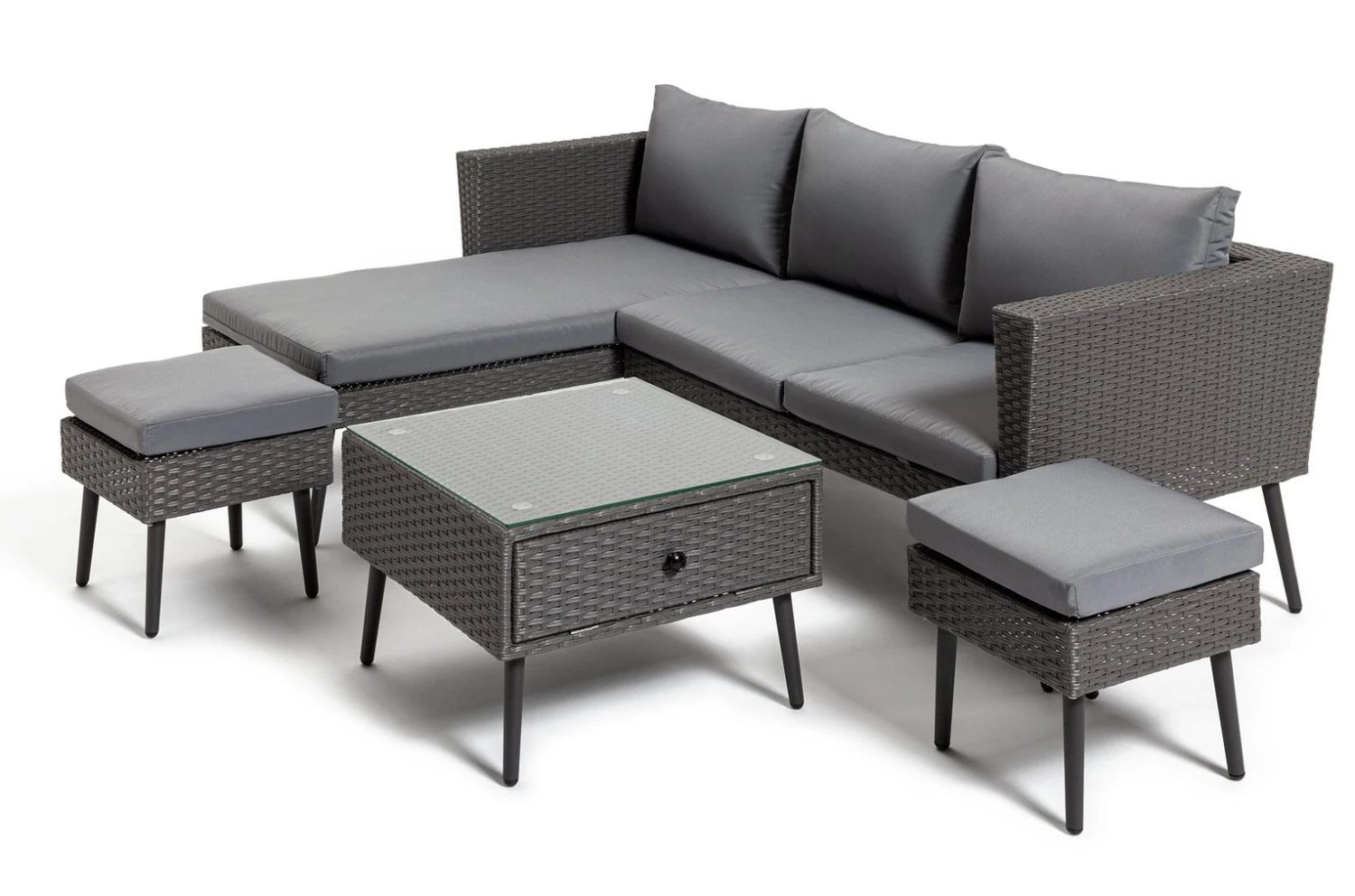 Habitat 5 Seater Rattan Effect Garden Corner Sofa Set - Grey 3 Habitat 5 Seater Rattan Effect Garden Corner Sofa Set - Grey