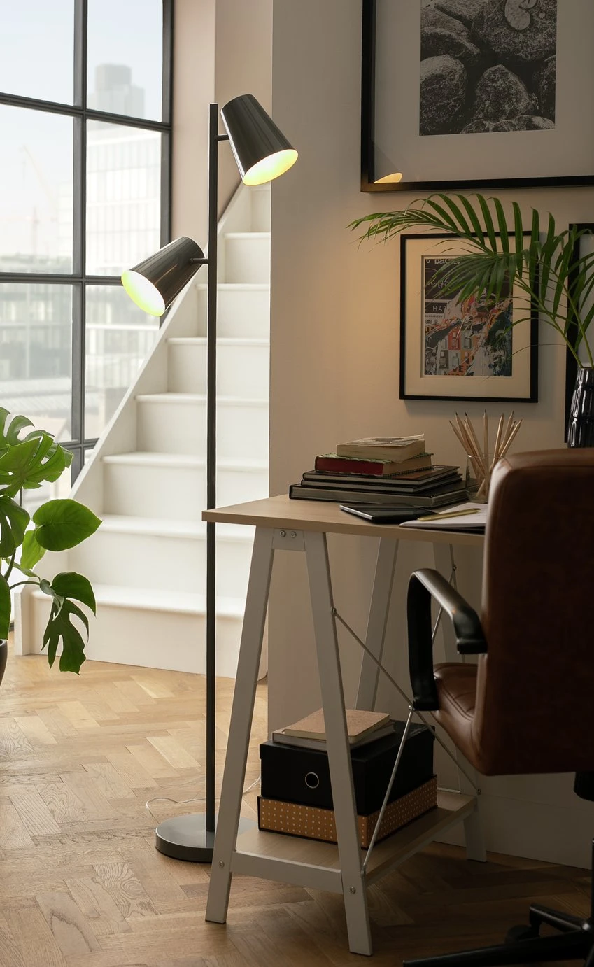 Habitat Iras Double Head Floor Lamp - Grey 11 Habitat Iras Double Head Floor Lamp - Grey - Image 9