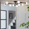 Habitat Alonso 9 Light Flush To Ceiling Light -Black & White -Habitat 9405998 R Z001A