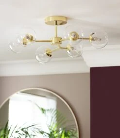 Habitat Molecular 6 Light Metal Flush Ceiling Light - Brass -Habitat 9409406 R Z002C