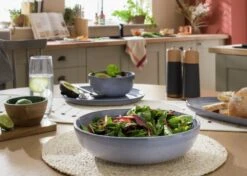Habitat Evora Stoneware Salad Bowl - Blue -Habitat 9415562 R Z001C